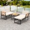 Costway 3 PCS L-Shaped Patio Furniture Set with Loveseat Square Coffee Table Soft Back